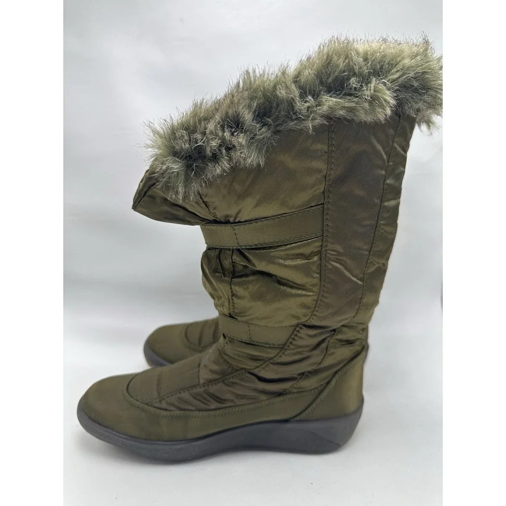 Pajar Womens Green‎ Round Toe Mid-Calf Shearling Style Boots Size EU 39 US 8